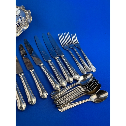 400 - Flatware & Silver Plated Handled Bowl With Relief Design.