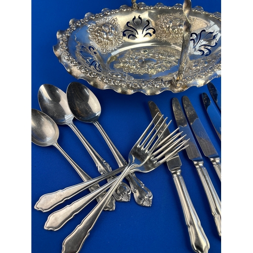 400 - Flatware & Silver Plated Handled Bowl With Relief Design.