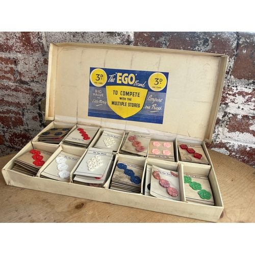 364 - Shop Display Of Ego Brand Vintage Buttons 3d Per Card