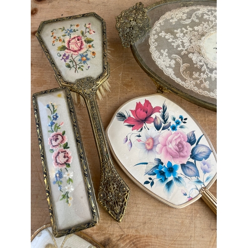 373 - Group Of Vintage Dressing table Items Inc. Petit Point