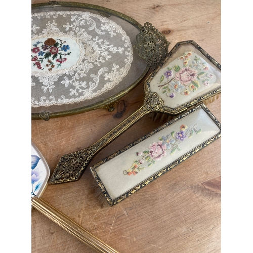 373 - Group Of Vintage Dressing table Items Inc. Petit Point