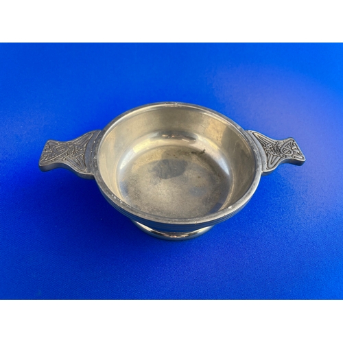 374 - Scottish Pewter Double Handed Quaich