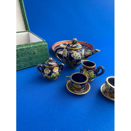 375 - Miniature Cloisonne Tea Set With Box