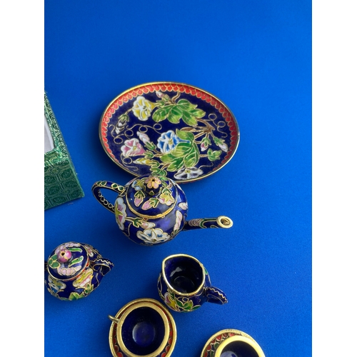 375 - Miniature Cloisonne Tea Set With Box