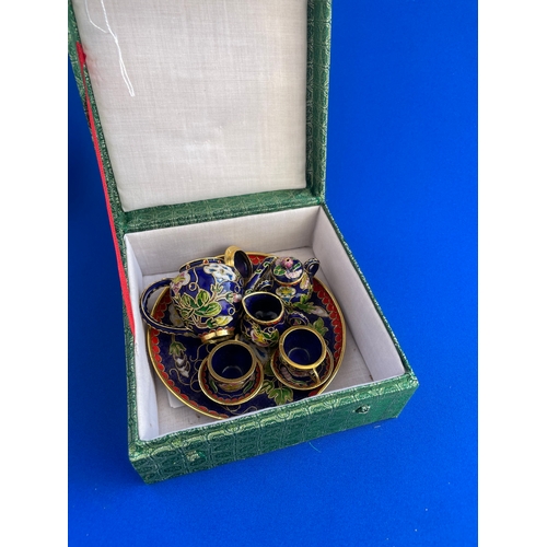 375 - Miniature Cloisonne Tea Set With Box