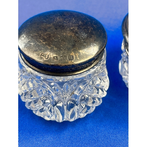 6 - Two Silver Topped Cut Glass Items. Silver 14.8g