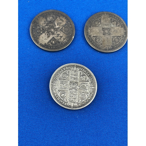 15 - Three 1849 Florin, One In Very Good Condition. 32.8g total. 11.25g Good Condition Coin