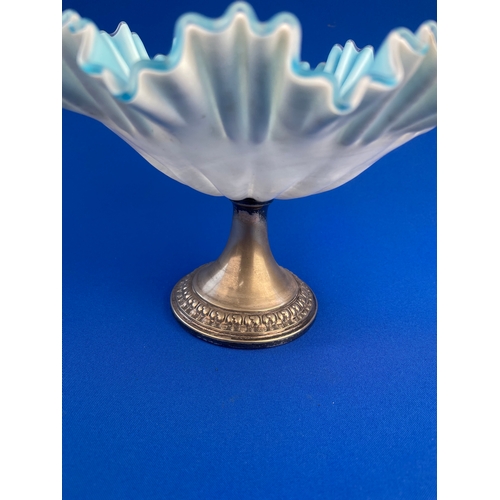 166 - Art Deco Silver Plated Footed Glass Dish