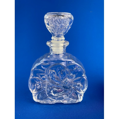 175 - Daisy Glass Perfume Bottle & Ruby Red Volitive Candle Holder