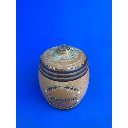 190 - Doulton Lambeth Tobacco Jar. Lid a/f