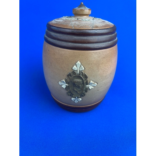 190 - Doulton Lambeth Tobacco Jar. Lid a/f