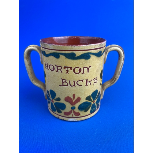 195 - Antique Allervale Pottery Slipware Loving Cup