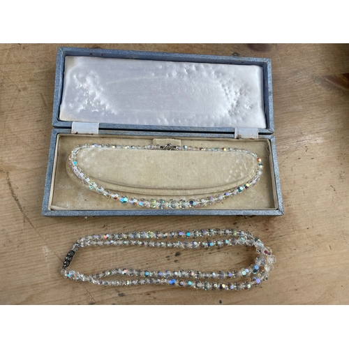 41 - Vintage Glass Beads With Sterling Silver Clasp