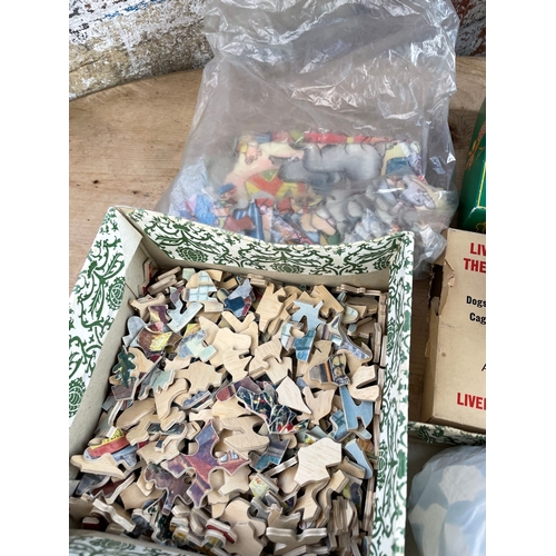 63 - Vintage Jigsaws Inc Plywood & Small Bag Of Vintage Lego