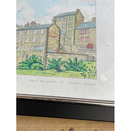 49 - Three Original Artist Signed Pencil Drawings Of Areas Around Sowerby Bridge. Harold Taylor 1998