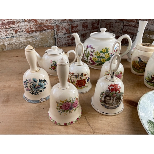 214 - Pottery Items Inc. Sadler Teapots & Bells.