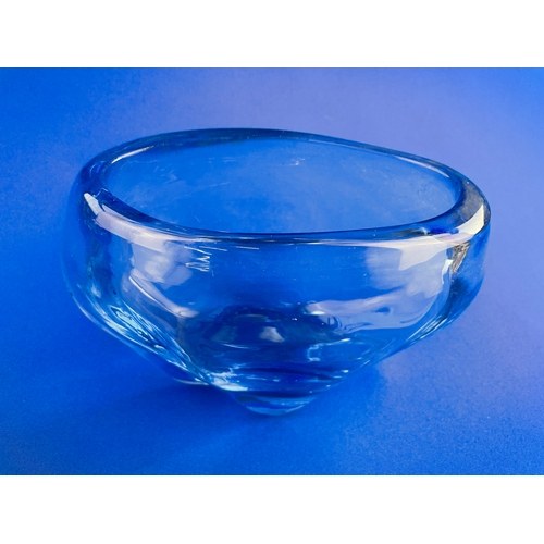 138 - Whitefriars James Hogan Sapphire Glass Lobed Pillow Bowl c1940