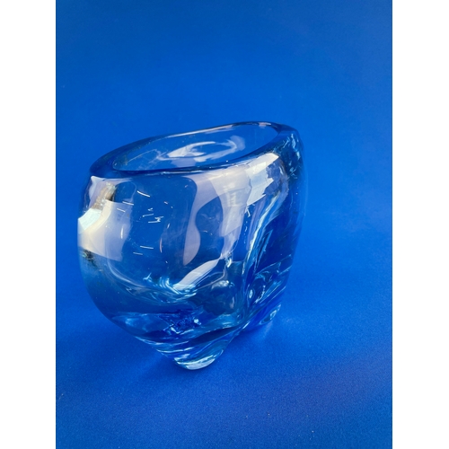 138 - Whitefriars James Hogan Sapphire Glass Lobed Pillow Bowl c1940