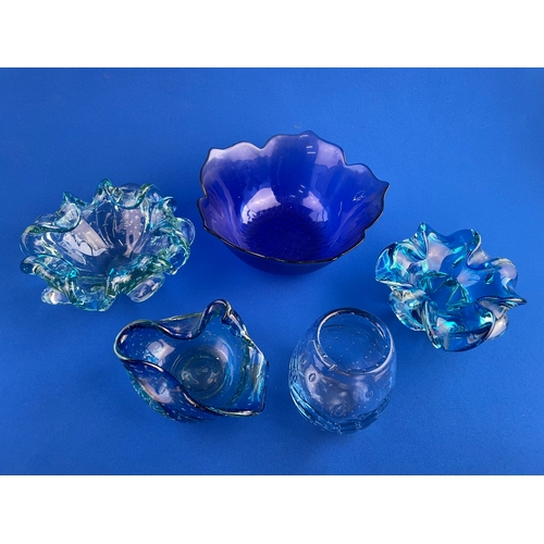 139 - Group Of 20th Century Blue Glass Items Inc. Chribska