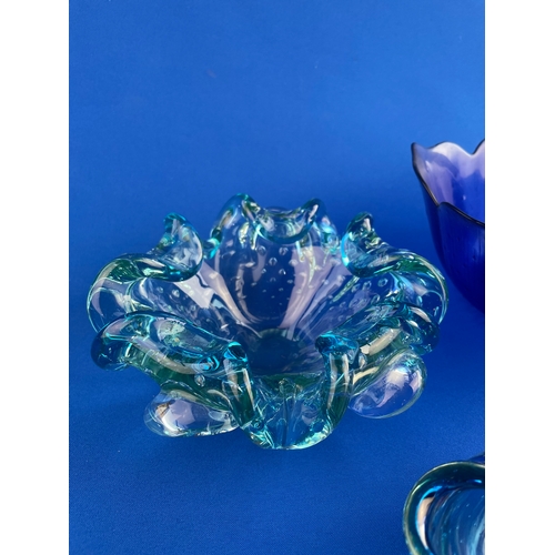 139 - Group Of 20th Century Blue Glass Items Inc. Chribska