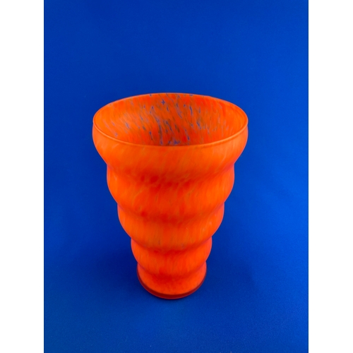 142 - Large Orange Mottled Glass Vase