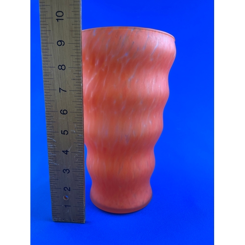 142 - Large Orange Mottled Glass Vase