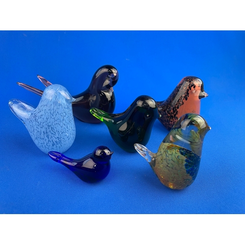 145 - Six Art Glass Bird Paperweights