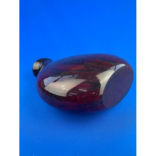 147 - Large Heavy Deep Red Onion Cased Glass Vase