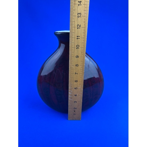 147 - Large Heavy Deep Red Onion Cased Glass Vase