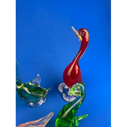 161 - Four Art Glass Bird Figures