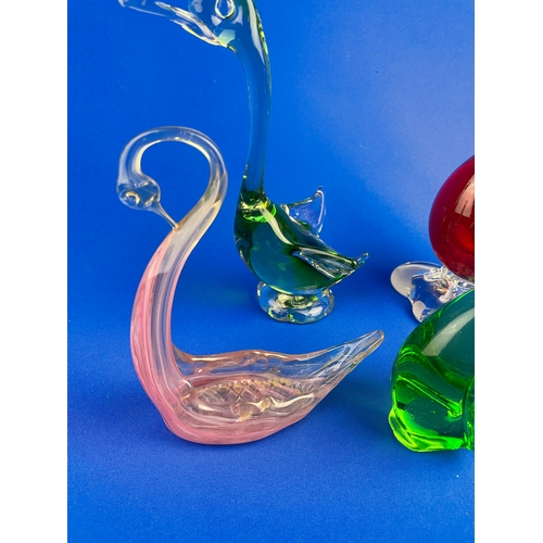 161 - Four Art Glass Bird Figures