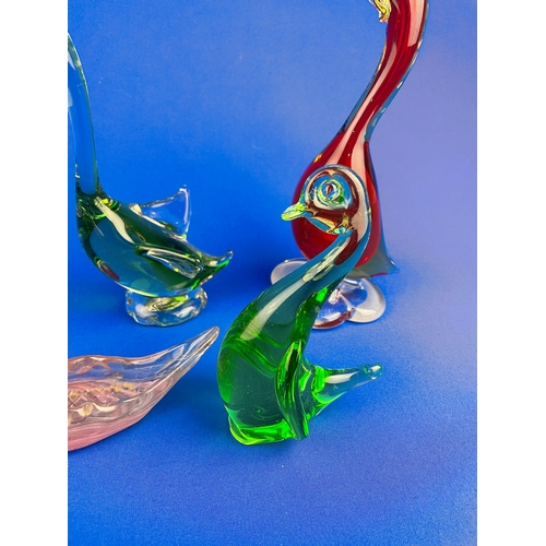 161 - Four Art Glass Bird Figures