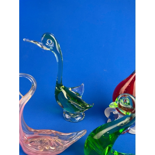 161 - Four Art Glass Bird Figures