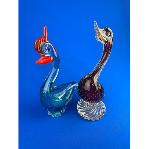 162 - Murano Style Glass Cockerel & Duck