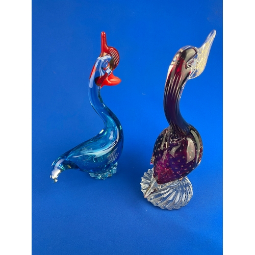 162 - Murano Style Glass Cockerel & Duck