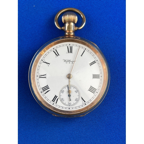 29 - 1909 Marquis Waltham Pocket Watch. Moon Dennison. 10ct Rolled Gold Case. Fully Working. Lovely Condi... 