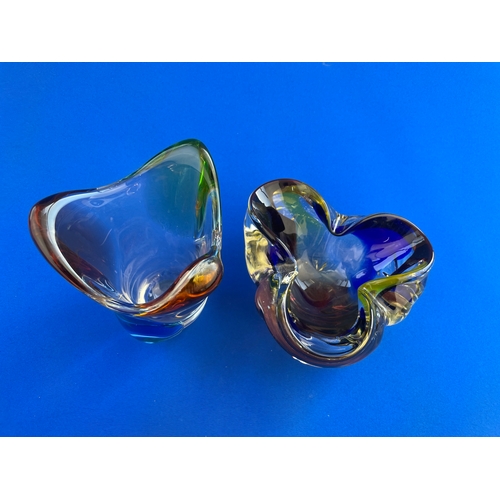 119 - Two Vintage Art Glass Items. Vase By Frantisek Zemek For Mstisov Glassworks