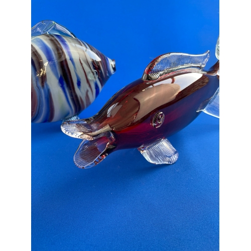 121 - Two Large Blown Art Glass Fish