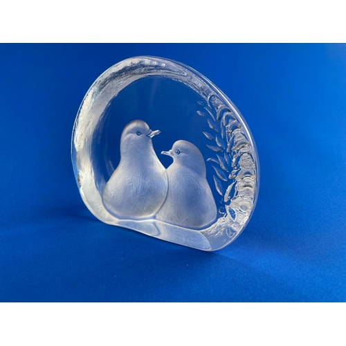 130 - Swedish Etched Crystal Paperweight