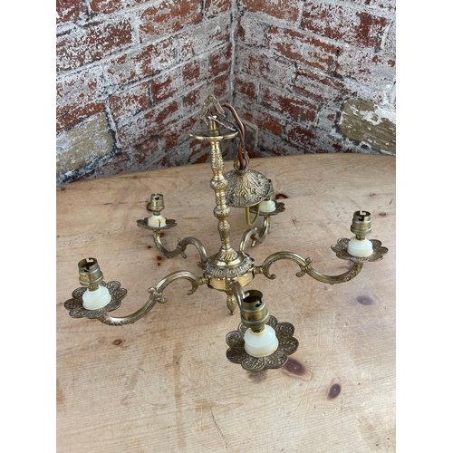 455 - Good Quality Vintage Brass 5 arm Chandelier