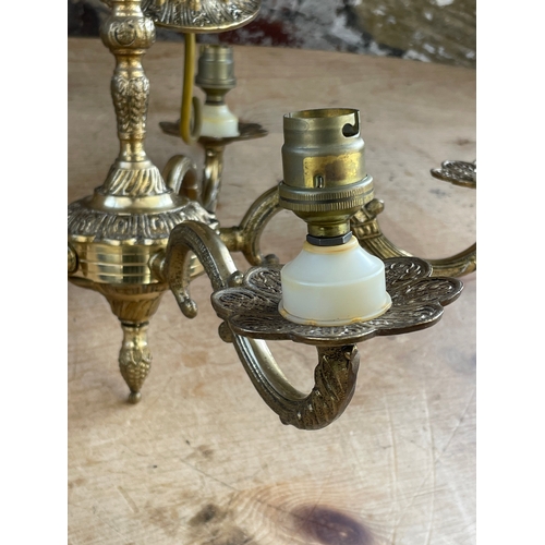 455 - Good Quality Vintage Brass 5 arm Chandelier