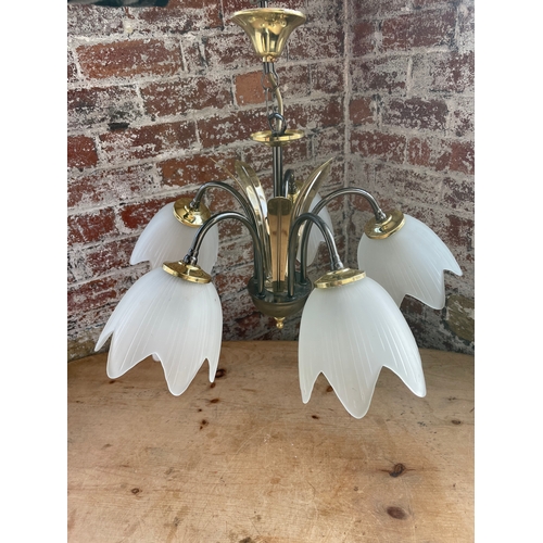 456 - Modern Glass & Brass Light Fitting