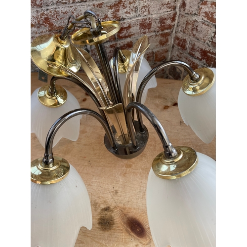 456 - Modern Glass & Brass Light Fitting