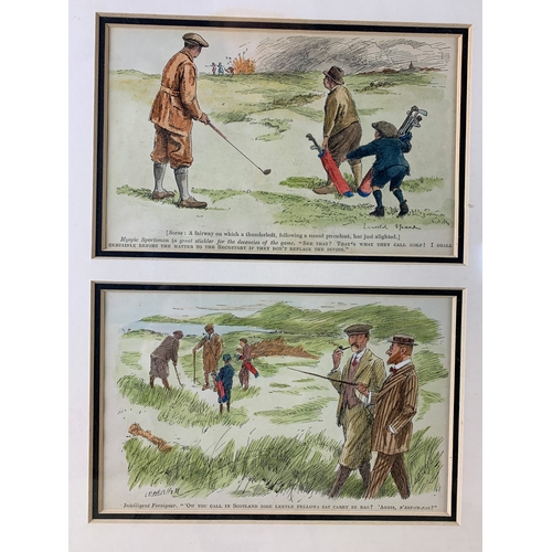 53 - Frank Reynolds and other Golf Prints with two J J Williams London Line Drawing Prints