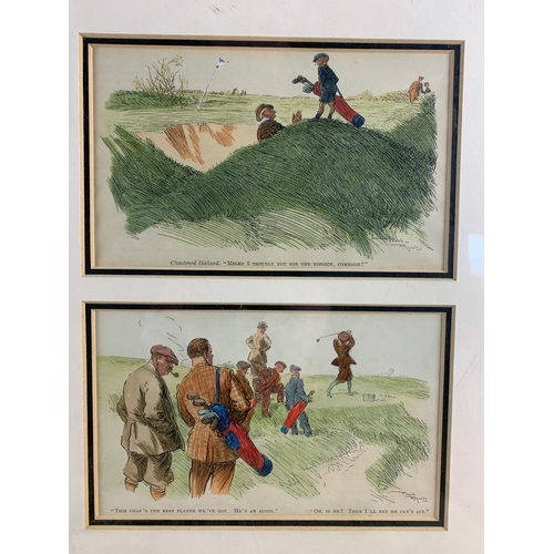 53 - Frank Reynolds and other Golf Prints with two J J Williams London Line Drawing Prints