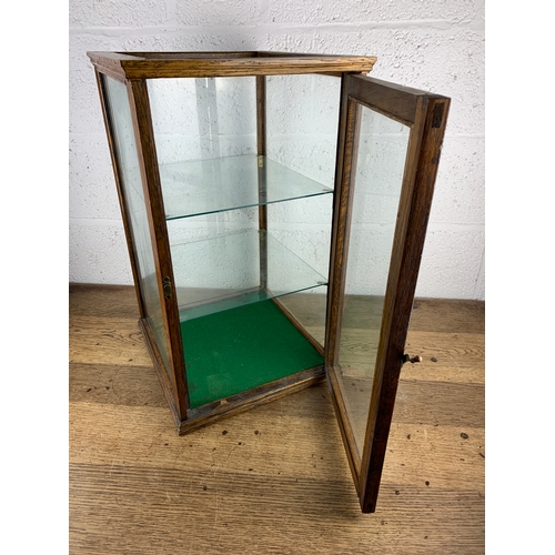 299 - Antique Glass and Wood Display Cabinet with Glass to Five sides and Glass Shelves