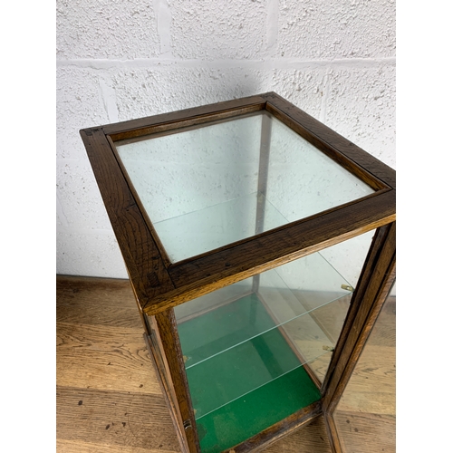 299 - Antique Glass and Wood Display Cabinet with Glass to Five sides and Glass Shelves