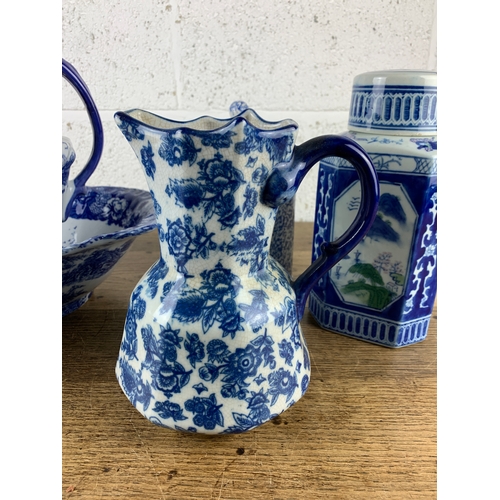 272 - Collection of Vintage Blue and White inc. Wash Jug and Bowl, Jug, Oriental and one other