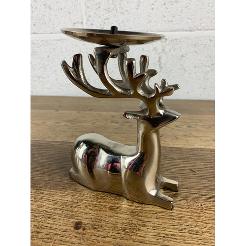 285 - Metal Reindeer, Reindeer Candle Stick and Tea-light Holder