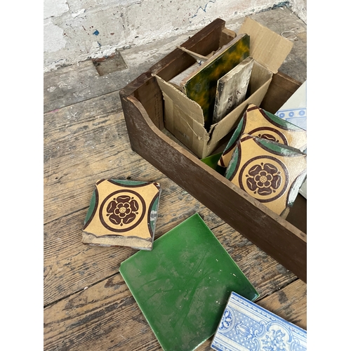 286 - Wooden Box Of Antique Tiles